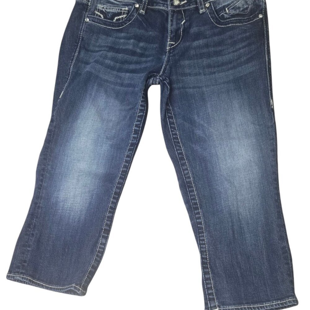 Vigoss The Chelsea Capri Jeans Low Rise Embroidered Rhinestone Detail